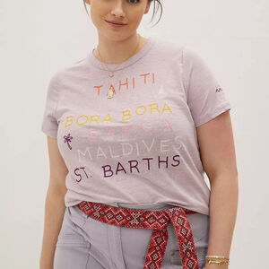 Anthro Chaser South Pacific Embroidered Linem Short Sleeve Tee Size 2XL